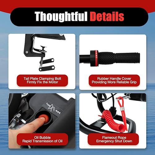 Sootvp 4 Stroke 7HP Long Shaft Outboard Motor Black
