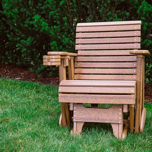 Furniture Barn USA Poly Lumber 2' Plain Rollback Glider Antique Mahogany