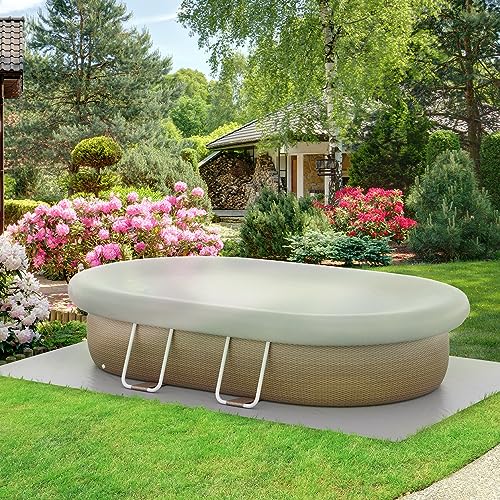 Outsunny 18' x 10' Above Ground Rectangular Pool Set Brown