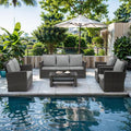 Wisteria Lane 5 Piece Outdoor Patio Furniture Set Gray Rattan Sofa Chair with Cushion