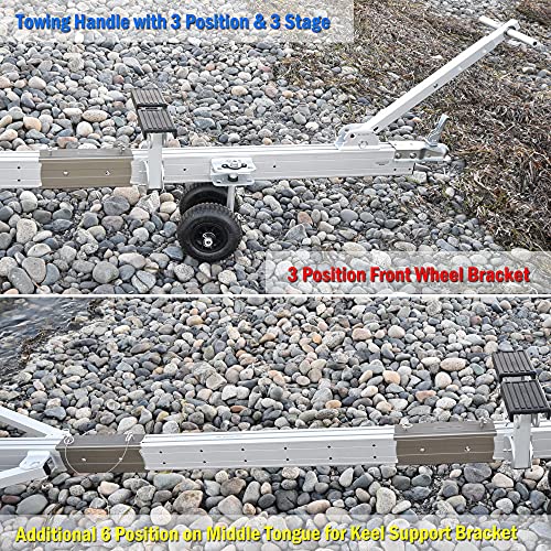 Seamax Aluminium Portable Boat Dolly Set with Handle Silver