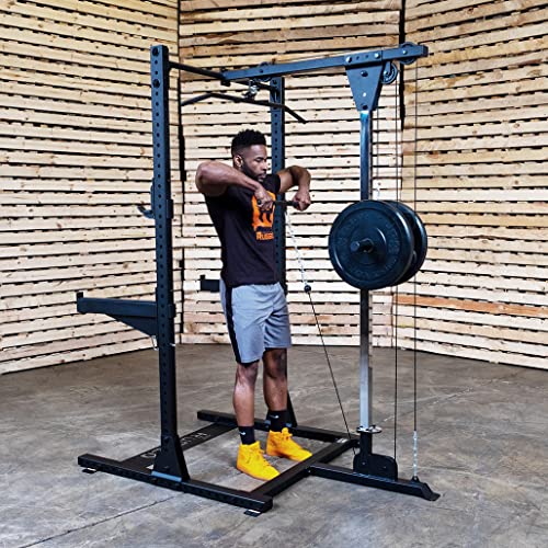 Rugged Strength & Fitness Half Rack with Lat Attachment Black