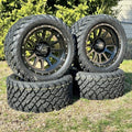 Huskey Parts Company Glossy Black Golf Cart Wheels/Tires Combo 23x10-14 Street Tire
