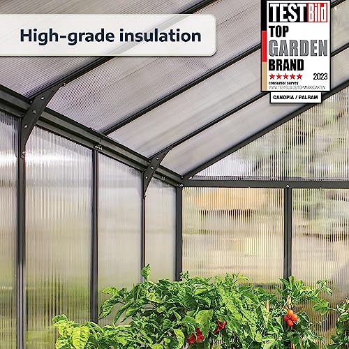 Palram Canopia Glory 8x12 Ft. Greenhouse Kit with Lockable Door and Vent Gray