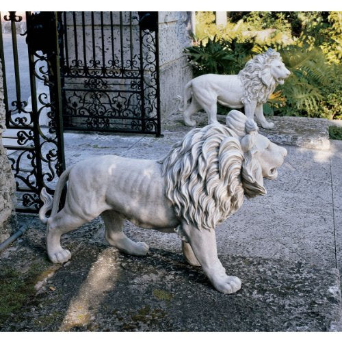 Design Toscano Regal Lion Sentinels of Grisham Manor Statue Antique Stone