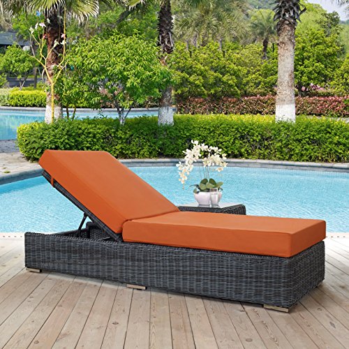 America Luxury - Outdoor Modern Contemporary Urban Design Patio Balcony Chaise Lounge Chair Orange