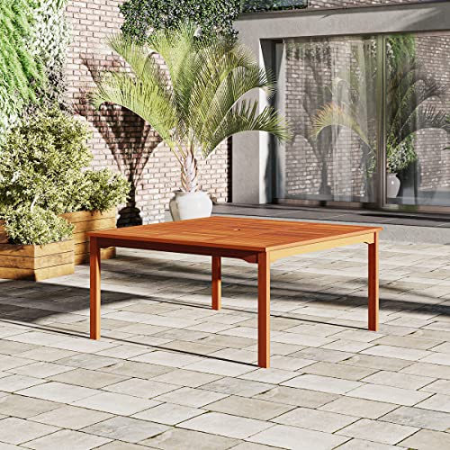 Amazonia Venice 9-Piece Outdoor Armless Square Dining Set Eucalyptus Wood