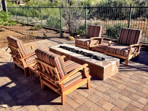 WholesaleTeak Luxurious 4 Piece Teak Sofa Chair Set - 2 Lounge Chairs, Ottoman & Side Table - Sack Collection