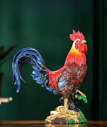 FENGSHUI-CAISHEN Large Colorful Metal Rooster Statue