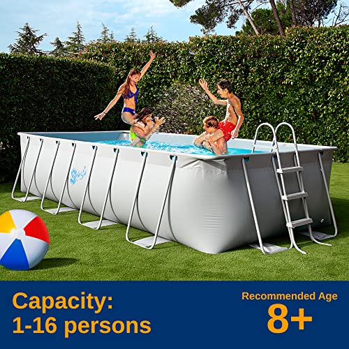 Sound Around Above Ground Pool Set Steel Frame 18’ x 9’ x 52” Stainless