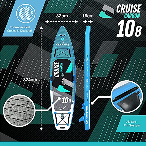 Bluefin SUP Inflatable Stand Up Paddle Board 6” Thick Kayak Conversion Kit All Accessories Carbon Blue