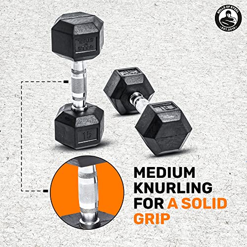 Bells of Steel Rubber Hex Dumbbells Set Black