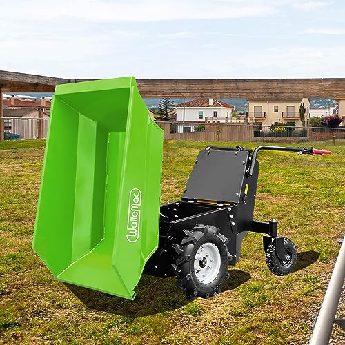 Wallemac 1100lb Loading Capacity 48V Battery Powered Electric Wheelbarrow Green