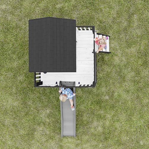 Backyard Discovery Sweetwater Heights White Cedar Playhouse with Slide & Ladder