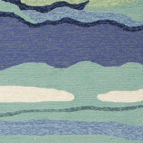 HomeRoots 8' x 10' Blue Green Abstract Waves Indoor Outdoor Area Rug
