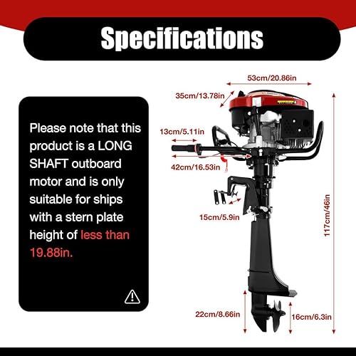 Sootvp 4 Stroke 7HP Long Shaft Outboard Motor Black