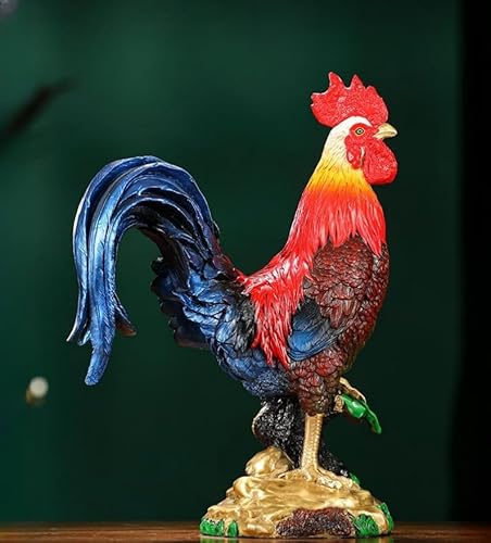 FENGSHUI-CAISHEN Large Colorful Metal Rooster Statue