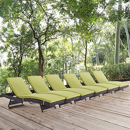 America Luxury - Outdoor Modern Contemporary Urban Patio Chaise Lounge Chair Set of 6 Green