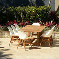 Amazonia Angus Deluxe 9-Piece Rectangular Patio Dining Set Teak Wood White Chairs