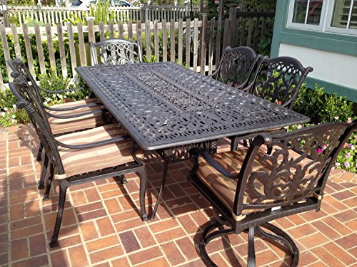 theWorldofpatio Mandalay 7pc Cast Aluminum Outdoor Patio Dining Set Antique Bronze