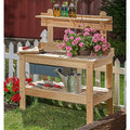 Lehman's Outdoor Gardening Potting Table Workstation Cypress Wood Brown