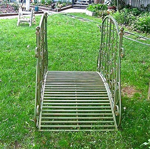 SERENDIPPITY Garden Bridge 37.5" Tall Iron Rustic Green Finish