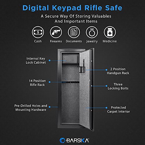 BARSKA Quick Access Digital Rifle Safe with Silent Mode - Black
