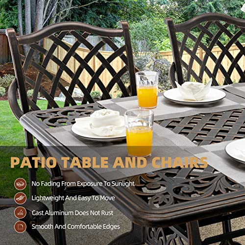 Attliahome 7-Piece Cast Aluminum Outdoor Dining Set Bronze