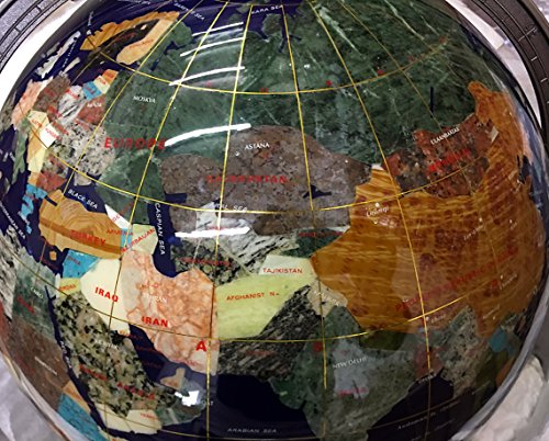 Unique Art Since 1996 Collector's Edition Blue Jasper Globe with Silver Stand