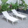 LeisureMod Modern White Sling Chaise Lounge Chair Set of 2