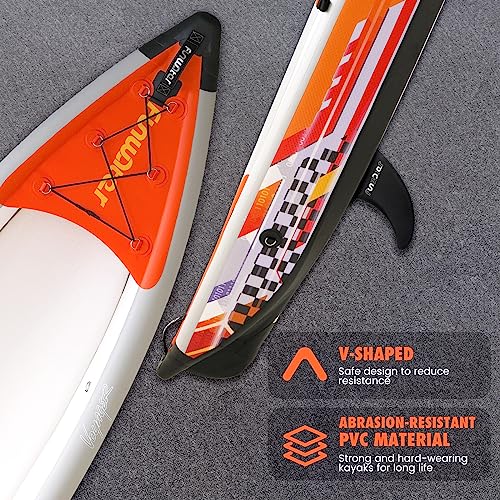 FunWater Inflatable Fishing Kayak 13’X33”X14” Portable Recreational Kayak Orange/White