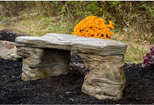Athena Garden Inc. Cast Stone Petrified Rock Bench Outdoor Garden Decor Natural