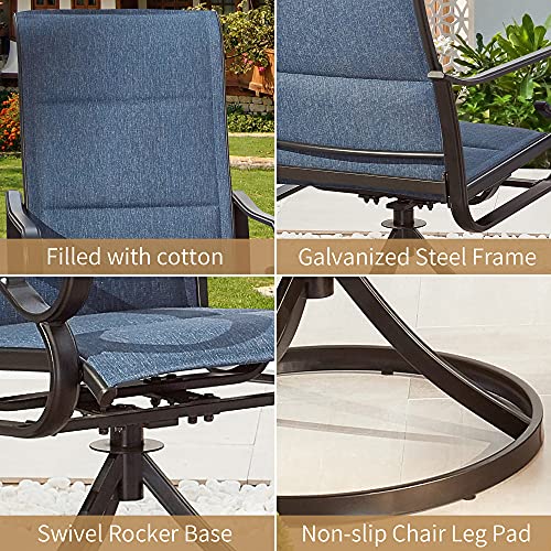 PatioFestival 5-Piece Metal Outdoor Dining Set with Swivel Rocker Chairs Blue