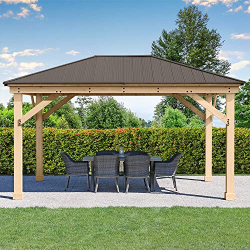 Yardistry 12' x 16' Meridian Cedar Wood Gazebo Pavilion Brown