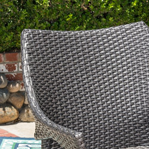 Christopher Knight Home Lina Outdoor 5 Piece Wood and Wicker Dining Set Gray
