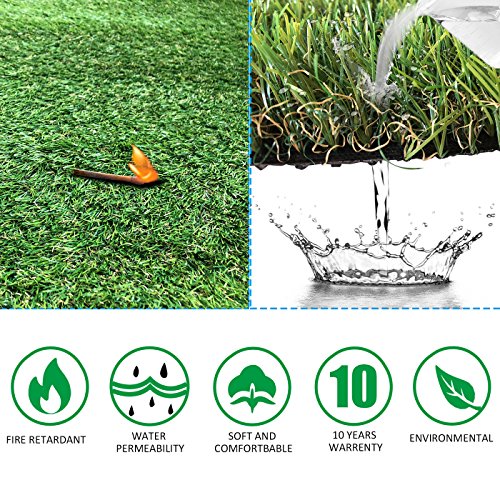 Petgrow Realistic Artificial Grass Turf 5FT x 58FT - Thick Pet Dog Mat Pad with Drain Holes