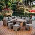 Nestl 7-Piece Wicker Outdoor Furniture Set Brown Frame/Grey Cushions