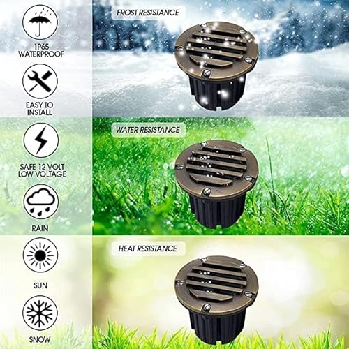 MIK Solutions LED Spot Lights Outdoor Landscape Lighting 112 Solid Brass In Ground Light with 7W LED Bulb Bronze Brass (12 Pack)