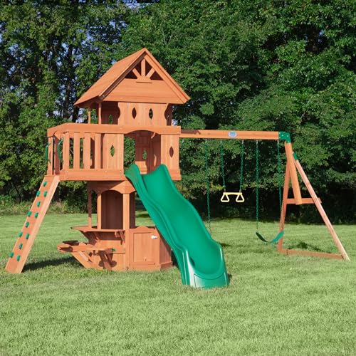 Backyard Discovery Woodland Cedar Playset Swing Set Brown
