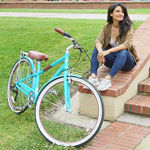 sixthreezero Women's 7-Speed Hybrid Road Bike with Rear Rack, 28-Inch Wheels, Cream
