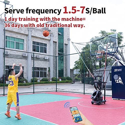 Siboasi Basketball Shooting Machine K2101A Height Adjustable - APP Control Black