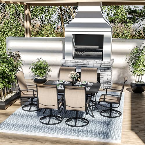 Pamapic 7-Piece Patio Dining Set with 6 Swivel Chairs Beige