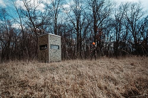 MUDDY Gunner Box Blind with Deluxe 10' Tower, Steel Wall Construction, Cracked Mud Camo Multi