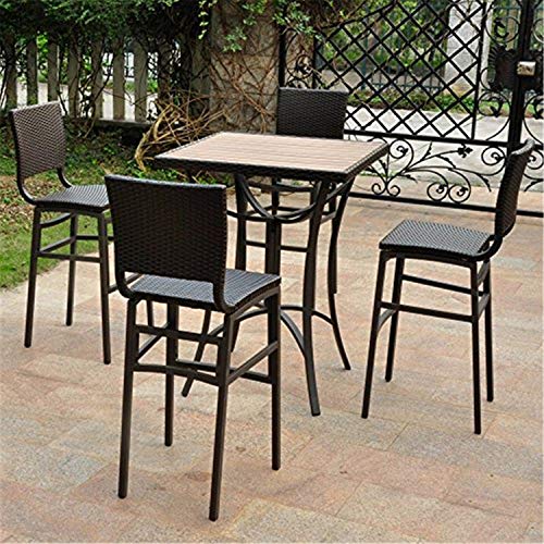 International Caravan Barcelona Set of Five Resin Wicker/Aluminum Bar Bistro Set Black