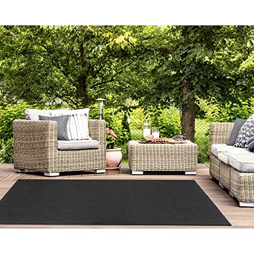 Liora Manne Calais Indoor/Outdoor Area Rug - Durable Power Loomed Casual Texture Solid Charcoal (5' x 7'6")