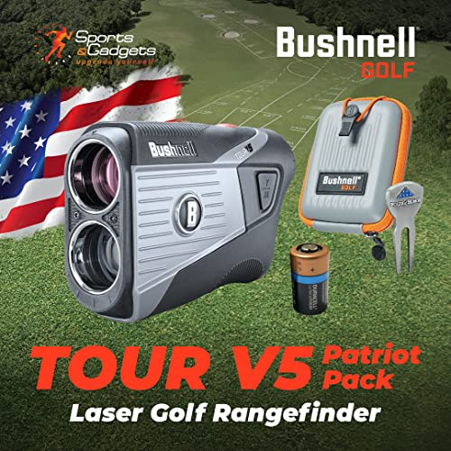 Wearable4U Bushnell Tour V5 Patriot Pack Laser Golf Rangefinder +Extra Battery