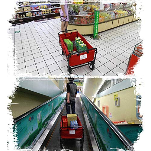 5sssallefaa Outdoor Folding Garden Trolley Cart Heavy Duty Red