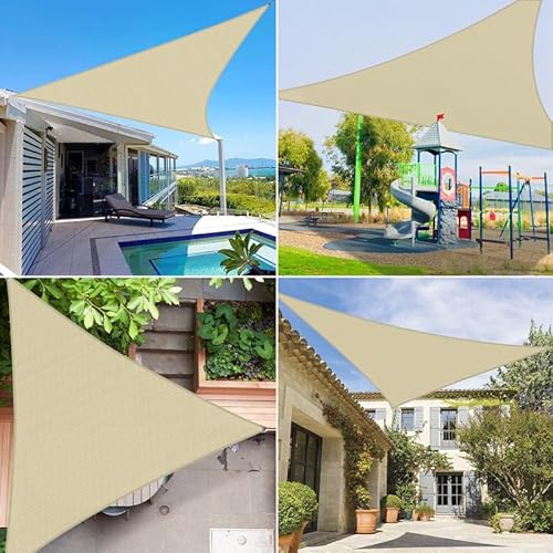 COARBOR Sun Shade Sail 48'x48' Heavy Duty Canopy with Steel Cable Reinforcement Beige