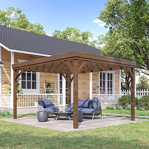 Outsunny 10' x 12' Outdoor Pergola Wood Gazebo Brown