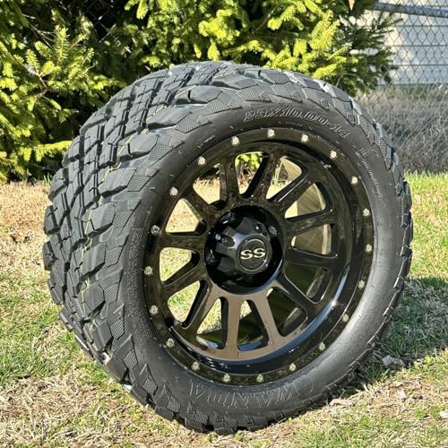 Huskey Parts Company Glossy Black Golf Cart Wheels/Tires Combo 23x10-14 Street Tire
